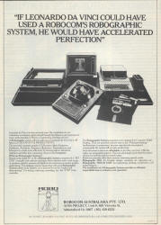 Robocom Robographic CAD system for Apple II ad (Your Computer March 1984)