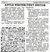 Apple announces Apple Writer (Oct 1979 Intelligent Machines Journal)