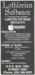 Lothlorien Software ad for Apple II (March 1984 - Your Computer)