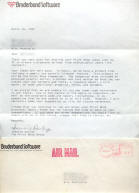1987 Broderbund letter to cvxmelody re: The Print Shop