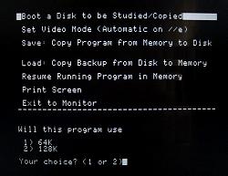 Snapshot IIe Copykit v10.0 menu